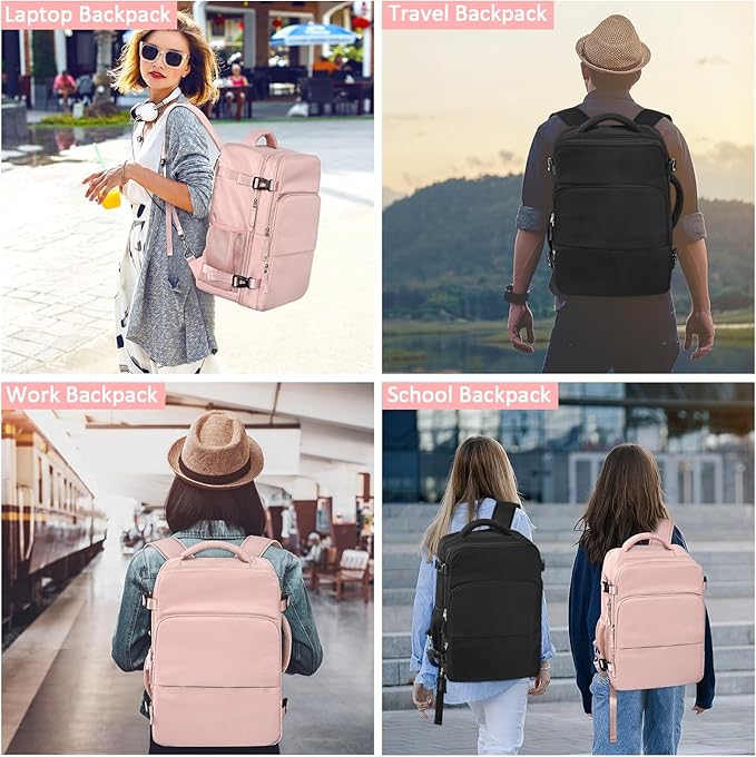 Travel Backpack for Women Men,Travel Laptop Backpack w/USB Charging Port, Waterproof Travel Backpack Carry On Flight Approved,Weekender Business Hiking Bag,Laptop Backpack 17 inch