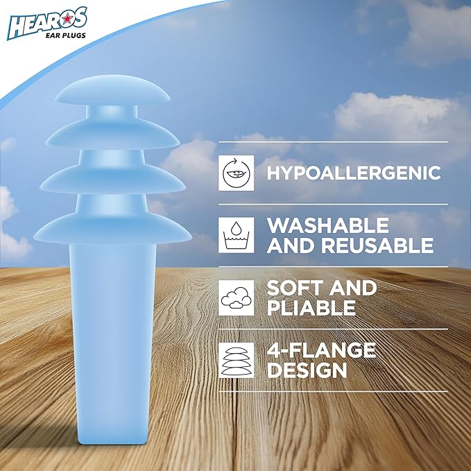 HEAROS AirPlugs Airline Pressure Reducing Earplugs, 1 Pair + Free Case, Latex Free Silicone, Reduce Ear Pain, NRR 20, Clear (5805)