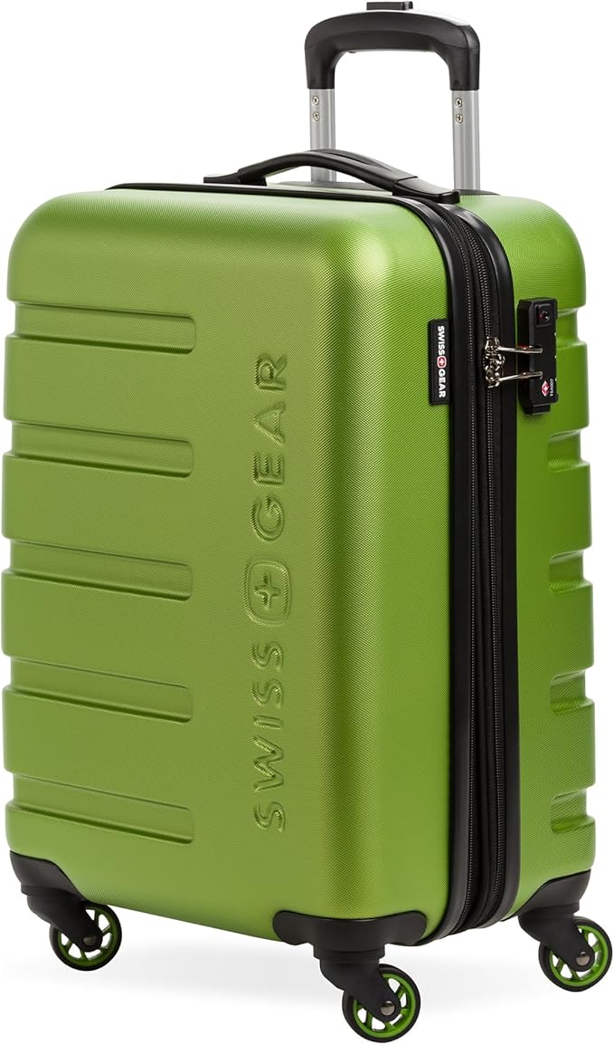 SwissGear 7366 Hardside Expandable Luggage with Spinner Wheels, Green, Carry-On 19-Inch