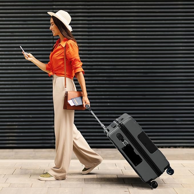 TACH V3.1 Hard Shell Carry On Luggage 20 inch | Carry on Luggage with Spinner Wheels & Patented Built-In Connecting System | One Piece Rolling Suitcase Links 9 Bags At Once (Grey)