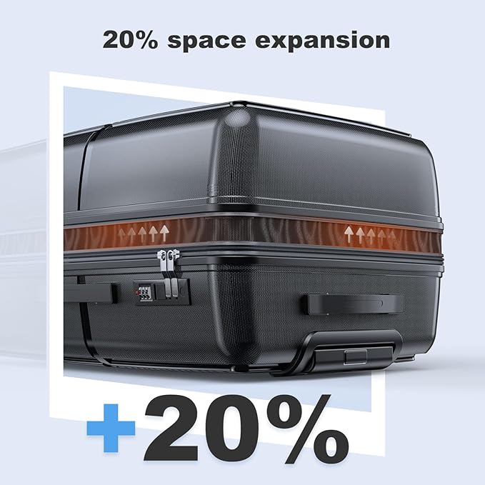 Nazhura Luggage Set, 3-Piece Hardside Suitcase Set, 20-inch Carry On, 24-inch, 28-inch Luggage