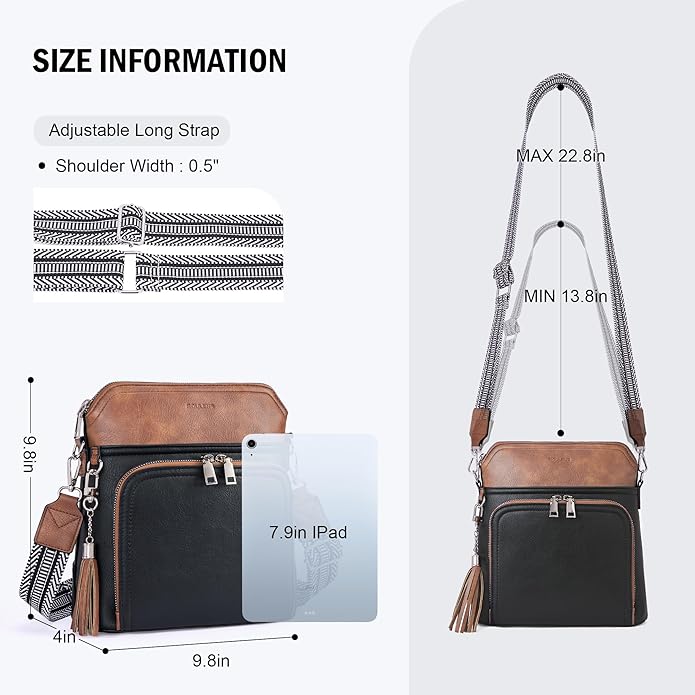 Crossbody Purse for Women,Lightweight Medium Crossbody Bag Soft Leather Women's Shoulder Handbags with Tassel