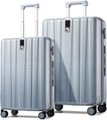 Hanke Suitcase, 2-Piece Set (20/29 Inch) Lightweight Hardshell PC Luggage with Spinner Wheels & TSA Lock, Gray, Extra Large Rolling Travel Bag, Nestable Storage, Waterproof, 103L