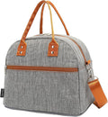 FlowFly Insulated Lunch Bag With Shoulder Strap for Women, Men, and Kids, Large and Reusable, Handle, Freezable Work and School Travel Tote and Meal Prep Organizer,Grey