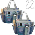 F-color Mesh Shower Caddy Portable - 2 Handles Upgrade Deeper 7 Pockets Basket Bag Tote for College Dorm Room Toiletry Bathroom Essentials Gym Camp Quick Dry with S Hook, 2 Pack Blue