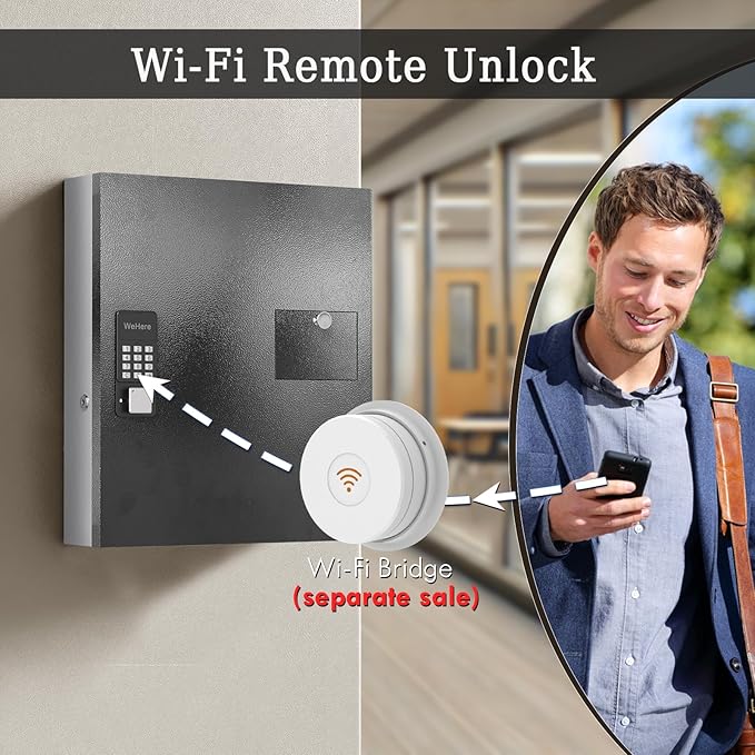 WeHere 56 Keys Lock Box, Key Cabinet with Key Drop Slot, APP Bluetooth/OTP/Wi-Fi, Fixed Code/Key Unlock, Large Key Return Box for Hotel,Car Dealerships,Realtors,Office,School