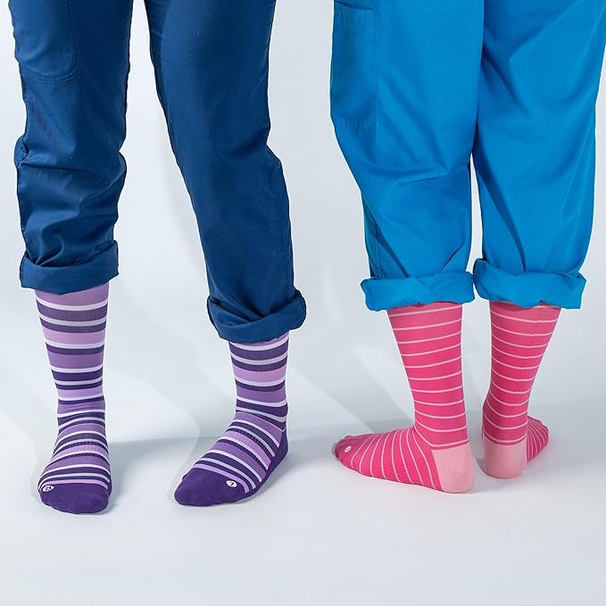 Medical Grade Compression Socks for Men & Women 15-20 mmHg by OrthoSleeve (Purple w/Stripes, Large)