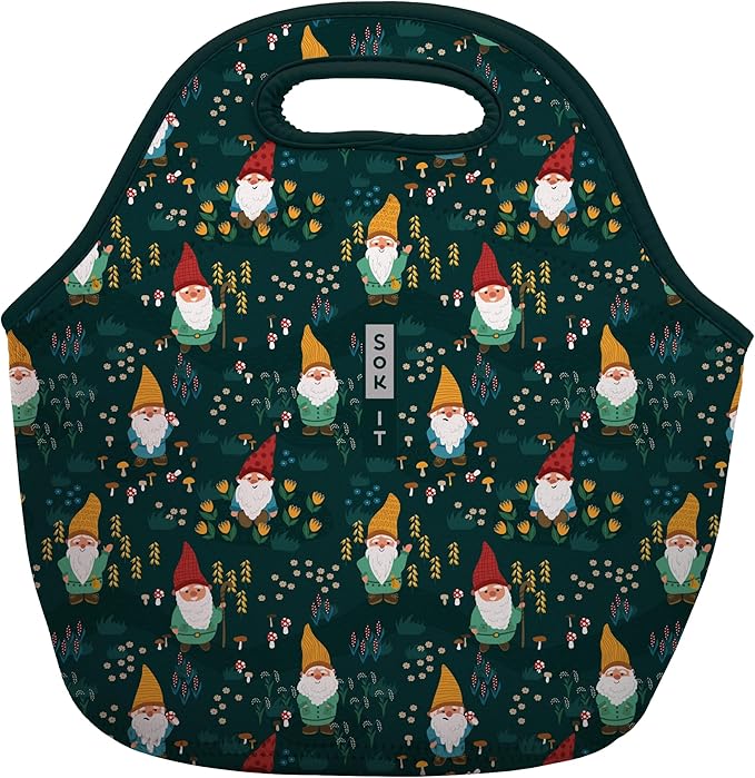 Sok It LunchTote Zippered Bag Insulated Neoprene Caddy (Rollin' with my Gnomies, Large 4.5 Quart Lunch Tote)