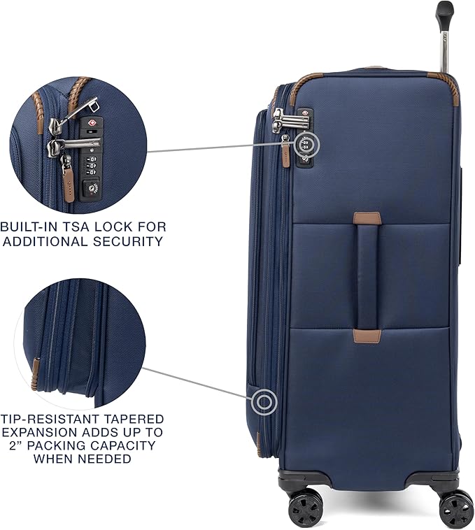 Travelpro Crew Classic Lightweight Softside Expandable Checked Luggage, 8 Wheel Spinner Suitcase, TSA Lock, Men and Women, Checked Large 29-Inch, Patriot Blue