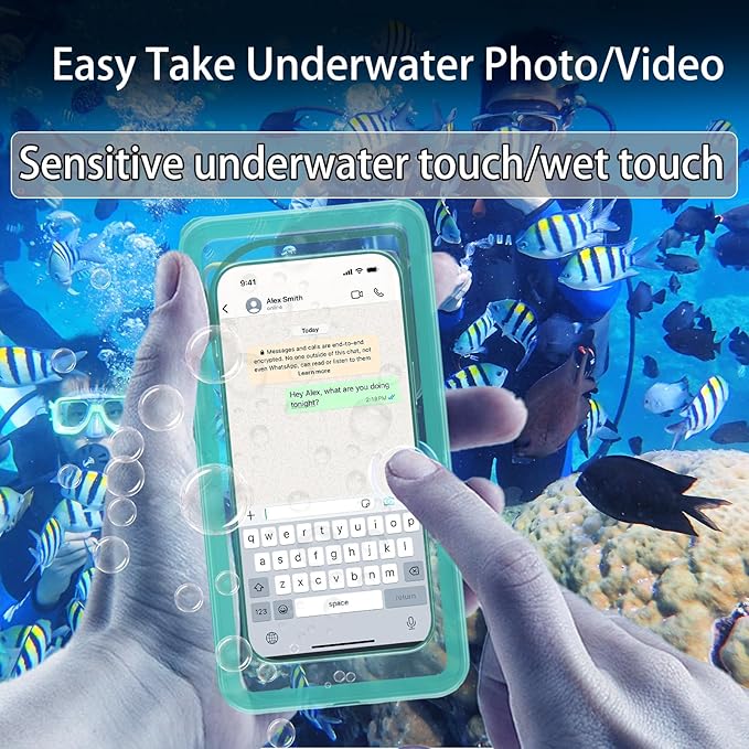 Waterproof Phone Pouch for Snorkeling with Lanyard IPX8 Waterproof Phone Case Underwater Touch/Photo Shockproof Heavy Duty Drop-Proof for iPhone 16 Pro Max/15/14/13 All Cell Phones-Green