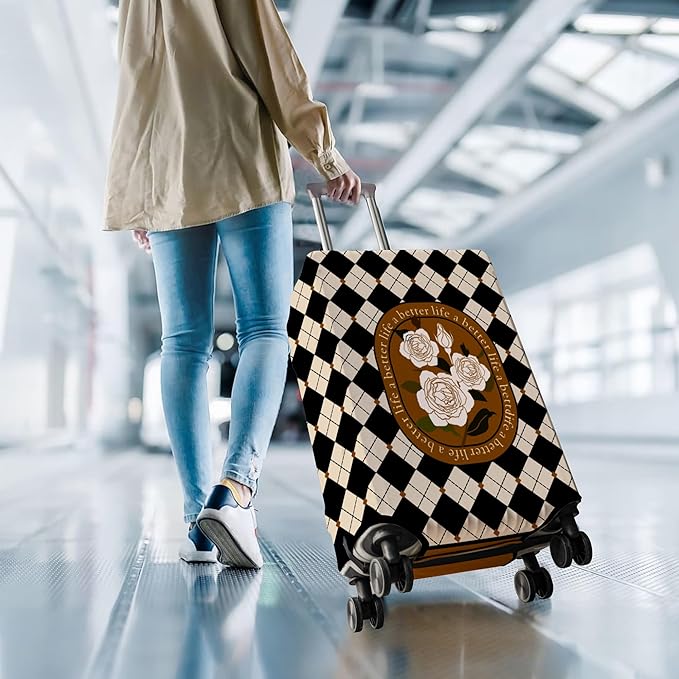 Travel Luggage Cover Suitcase Protector Fits 18-32 Inch Wheel Covers PatternedTravel Related Items Flower Luggage Protector Elastic L