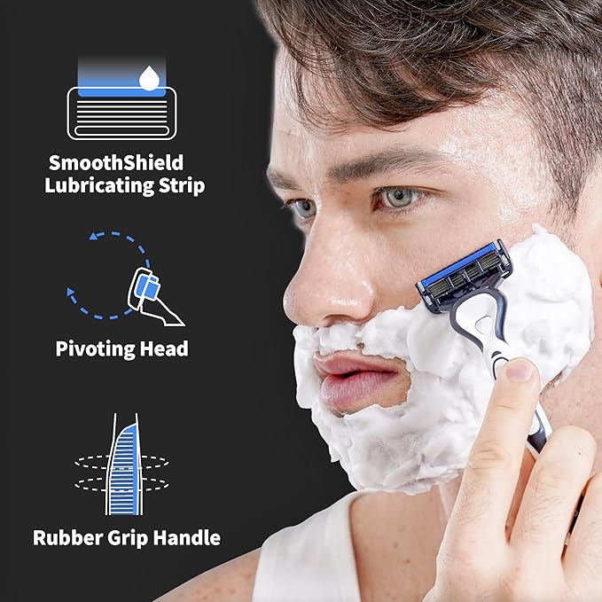 DORCO Pace Pro 5 Disposable Razors, 9 pack - Long Lasting 5 Blade Technology with a Precision Trimmer, Safety Guard Bar, Pivoting Head and Non-Slip Rubber Handle (9 Razors)