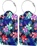 Set of 2 Luggage Tag for Suitcases Tie dye PU Leather Luggage Tag with Full Back Privacy Name ID Card Fun Laggage Tags