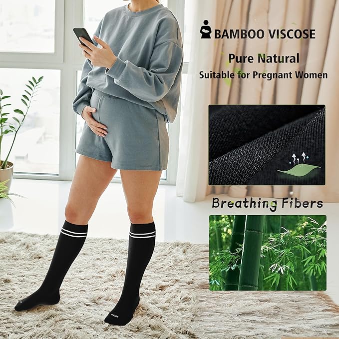 LEVSOX Compression Socks for Pregnant Women 20-30 mmHg Knee High Cute Funny Mens Supports Socks for Nurses, Medical, Travel