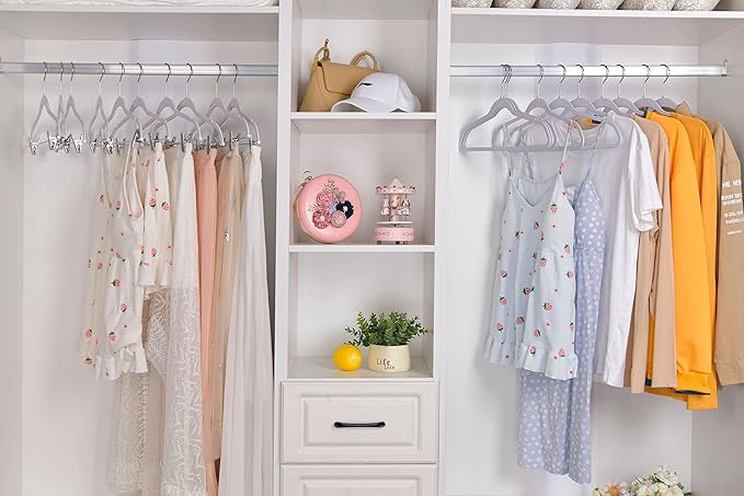 Quality Hangers 160 Pack Non-Velvet Plastic Hangers for Clothes - Heavy Duty Coat Hanger Set - Space-Saving Closet Hangers with Chrome Swivel Hook, Functional Non-Flocked Hangers - Cream White