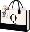 BAGAIL Initial Tote Bag, Personalized Birthday Gifts for Women, Teacher, Friends, Mom, Wedding, Monogrammed Beach Bag