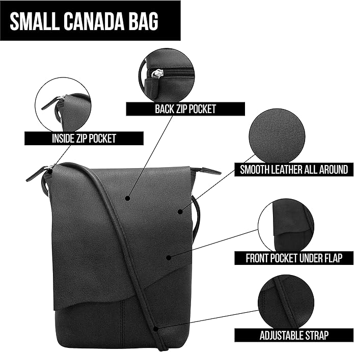 ili New York Leather Mini Sac Crossbody - Genuine Leather Crossbody Bags for Women with RFID Blocking, Adjustable Strap