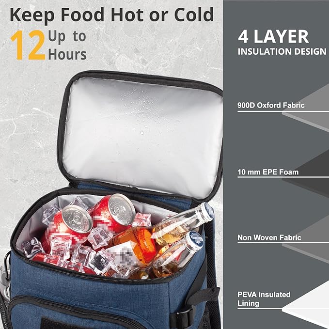 Tactical Backpack Cooler, 25L Cooler Backpack Insulated Leak-Proof, Heavy Duty Large Lunch Backpack, Waterproof Ice Chest Backpack for Men Women Adults Work Daytrip Camping Beach Hiking Accessories