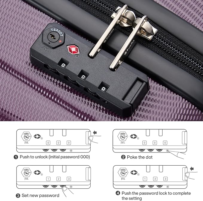 Hanke 29 Inch Luggage Suitcases With Spinner Wheels Lightweight PC hardside Rolling Suitcase With Travel Lock, Checked-Large 29-Inch Christmas Gifts for Birthday （Purple）
