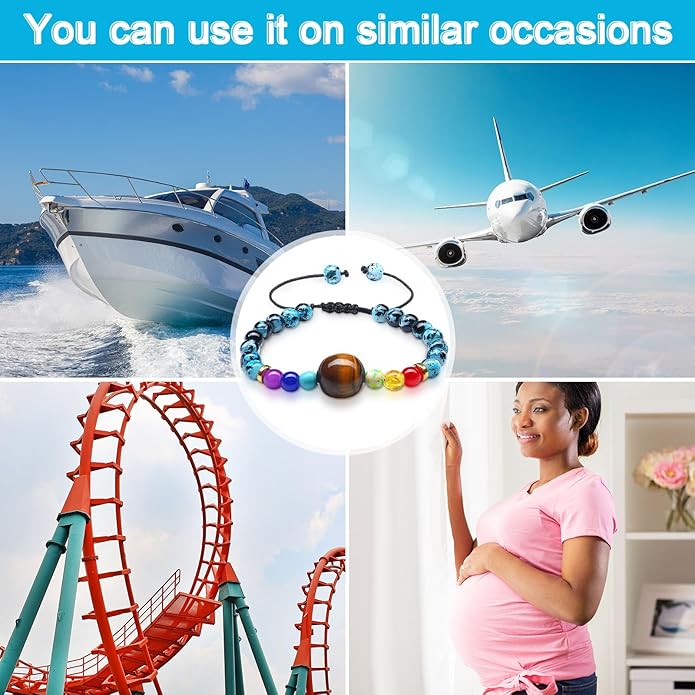 Sureio 6 Pcs Motion Sickness Bands Bracelet Anti Nausea Adjustable Wristband for Cruise Ship Essentials Seasickness Adult