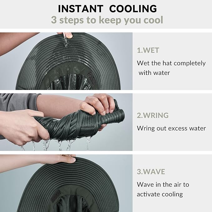 Sukeen Cooling Sun Hat for Men Women UPF50+ Wide Brim Fishing Hat with Neck Flap Adjustable Foldable Bucket Hat for Hiking