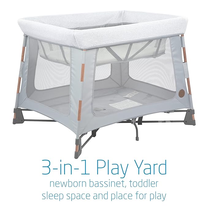 Maxi-Cosi Swift Lightweight Portable Playard, 1-Step Fold Playpen with Travel Bag, 2-Stage Mattress for Newborn to Toddlers, Essential Grey