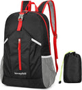 25L Hiking Backpack Foldable Sports Daypack Camping Collapsible Bag Water Repellent Lightweight Travel Men Women (Black)
