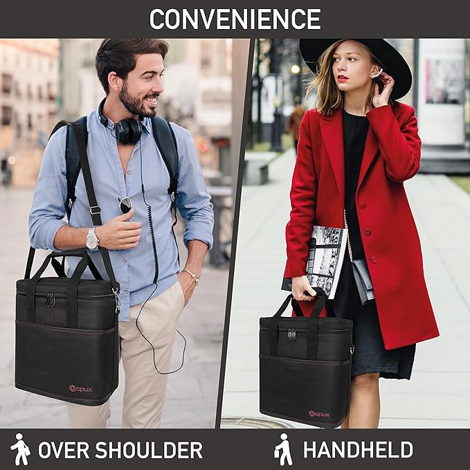 opux 6 Bottle Carrier Tote | Insulated Padded Wine Cooler Bag for Travel. Picnic, BYOB | Portable Leakproof Wine Tote Bag for Dinner, Party, Christmas, Wine Gift for Women, Men (Black)