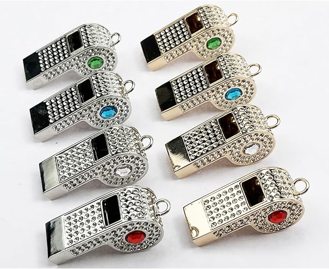 Whistle,Rhinestone Sports Whistle with Keychain for Coach/Referee/Training/Lifeguard/Teachers(Gold)