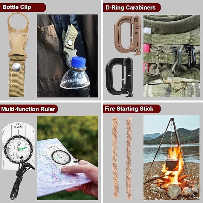Gifts for Father's Day Men - 118-in-1 Survival Kits - Military-Grade Survival Gear for Outdoor Adventures, Disaster Preparedness, Car/Home/Office Emergency Kit with First Aid Supplies