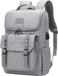 YALUNDISI Vintage Backpack Travel Laptop Backpack with usb Charging Port for Women & Men College Backpack Fits 15.6 Inch Laptop Grey