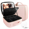MOMIRA Travel Makeup Bag Cosmetic Bag with Lighted Mirror, Adjustable Brightness in 3 Color Scenarios, Waterproof, 10x Magnifying Mirror, Rotatable Independent Light Mirror- Phosphor(Solid)