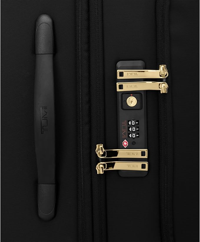TUMI - Voyageur Leger 4 Wheeled Luggage - Women's Lightweight and Spacious, Sleek Silhouette, Durable Premium Suitcase - 26" Short Trip Expandable Packing Case, Black with Gold Hardware