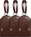 Mayski Luggage Tags for Suitcases 3 Pack Suitcase Bag Tags, TSA Approved, Metal Buckle, Bag Tags with Name ID Card Travel Essentials, Brown Global