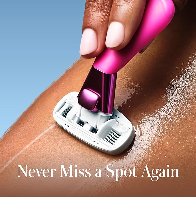 Women's Mini Travel Razor Shave Kit, 1 Mini Travel Razor Handle + 5 Blade Refills, Super Pink