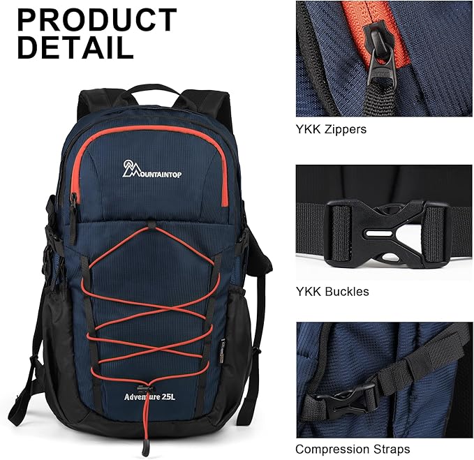 MOUNTAINTOP Hiking Backpack,25L Camping Backpack, Men Women Hiking Daypack Lightweight Travel Backpack for Camping Climbing Skiing Cycling
