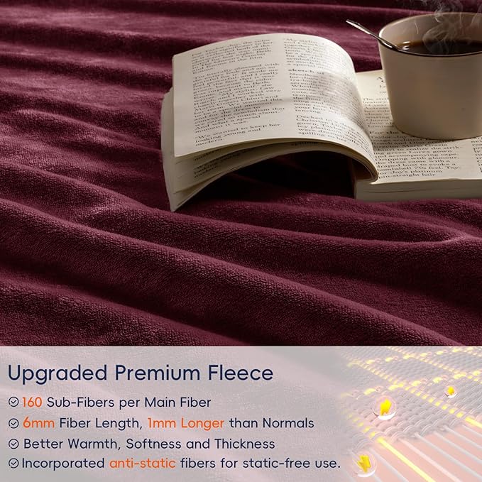 PHF Ultra Soft Fleece Blanket Twin Size, No Shed No Pilling Luxury Plush Cozy 300GSM Lightweight Blanket for Bed, Couch, Chair, Sofa Suitable for All Season, 66" x 90", Wine Red/Burgundy