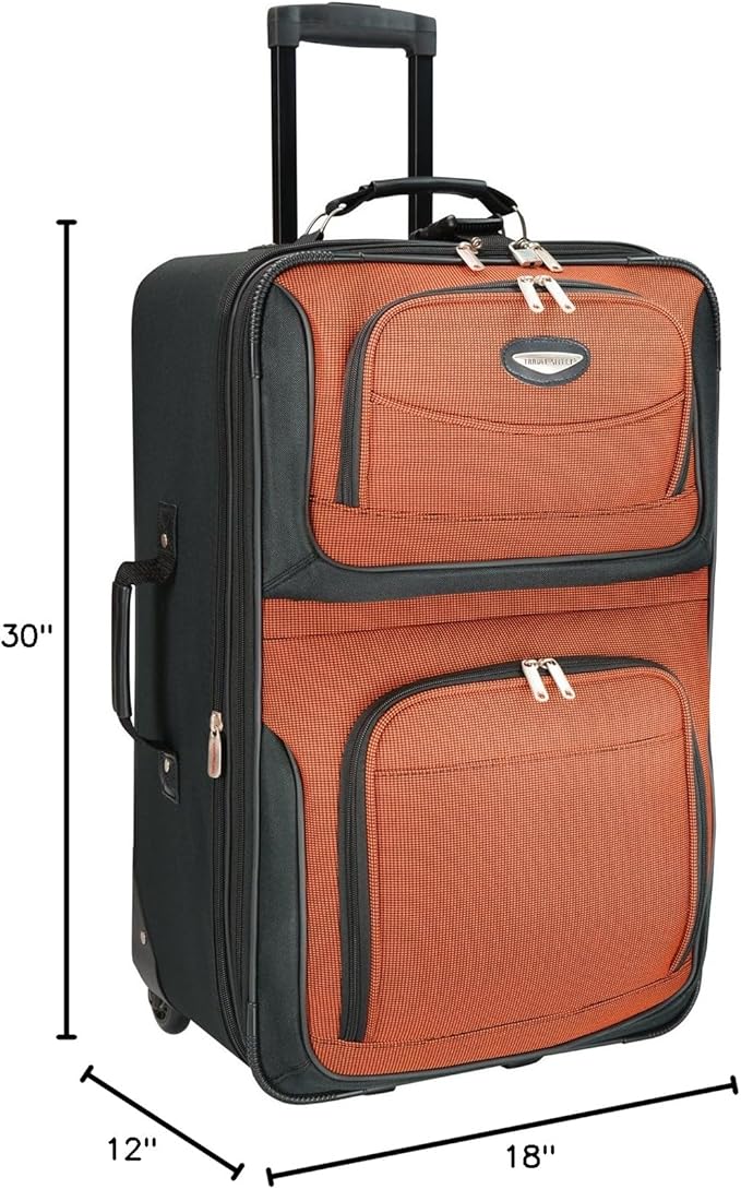 Travel Select Amsterdam 4-Piece Softside Expandable Rolling Luggage Set, Lightweight 2-Wheel Suitcases, Packing Cubes, Travel Tote, Durable Polyester Construction, Orange