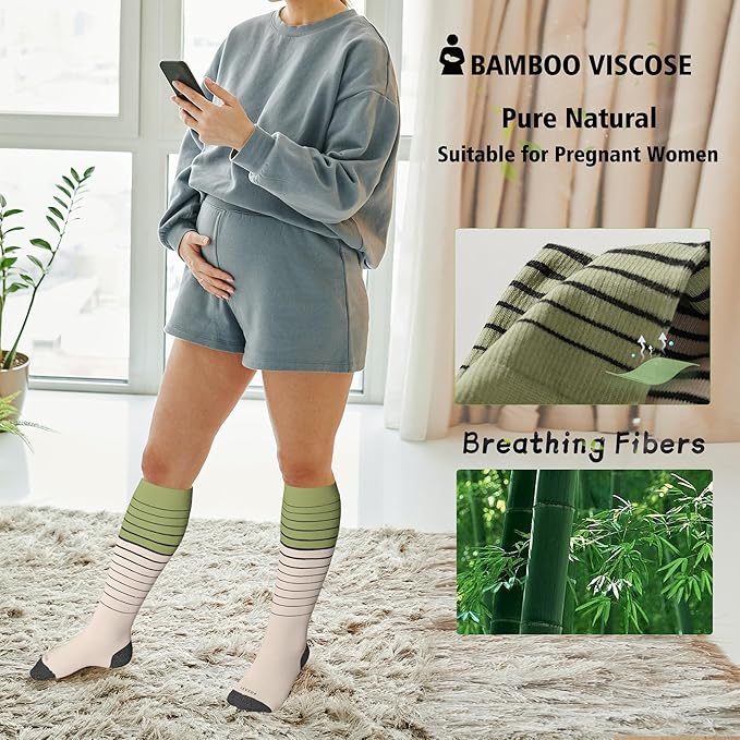 LEVSOX Compression Socks for Pregnant Women 20-30 mmHg Knee High Cute Funny Mens Supports Socks for Nurses, Medical, Travel