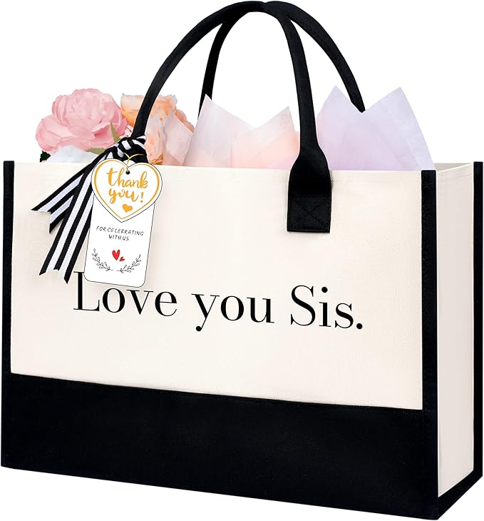 BAGAIL Initial Tote Bag, Personalized Birthday Gifts for Women, Teacher, Friends, Mom, Wedding, Monogrammed Beach Bag