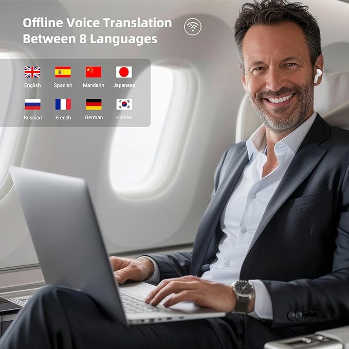 M3 Offline AI Translator Earbuds Support 144 Languages & Accents Translation Two-Way Translation Translator Device AI Translation Earbuds Real Time No Subscription Required
