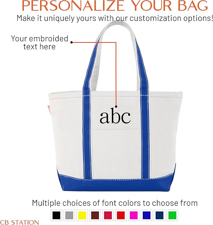 CB STATION Medium Classic Canvas Tote Bag for Women, Top Zipper Closure, Outer Pocket, Daily Essentials, Groceries, Traveling