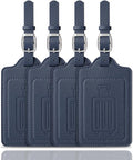 Teskyer Luggage Tags for Suitcases, TSA Approved with Privacy Protection Cover, Premium Faux Leather Bag Tags for Travel - 4 Pack, Blue