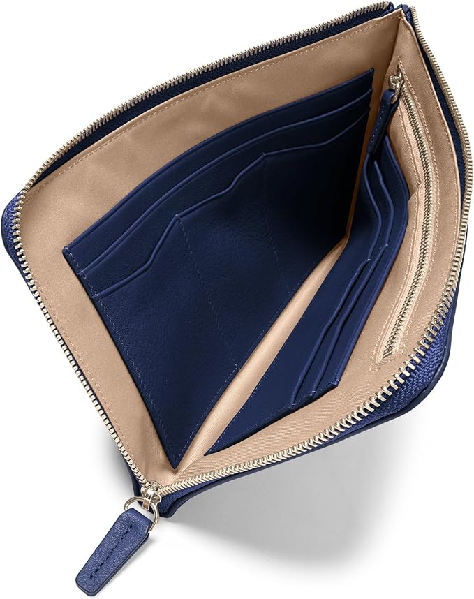 Leatherology Navy Blue Slim Zip Travel Wallet - Compact and lightweight, Versatile storage, Zip closure