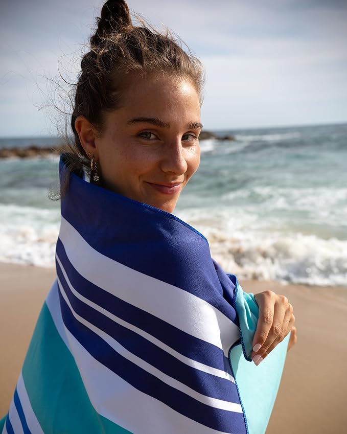 Quick Dry Towel Extra Extra Large 72x72 Inch - Microfiber Beach Towel - Perfect for Beach, Travel, Swimming, Pool, Yoga, Hiking, Camping - Lightweight, Fast Drying, Compact for Adults (Wow Ocean)