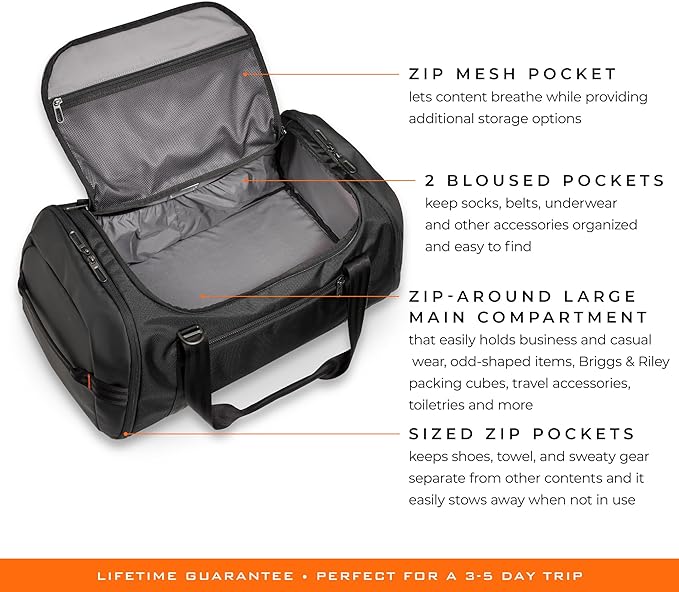 Briggs & Riley Travel Duffel Bag - Weekender & Overnight Luggage for Women & Men, Softside Bag - ZDX Collection