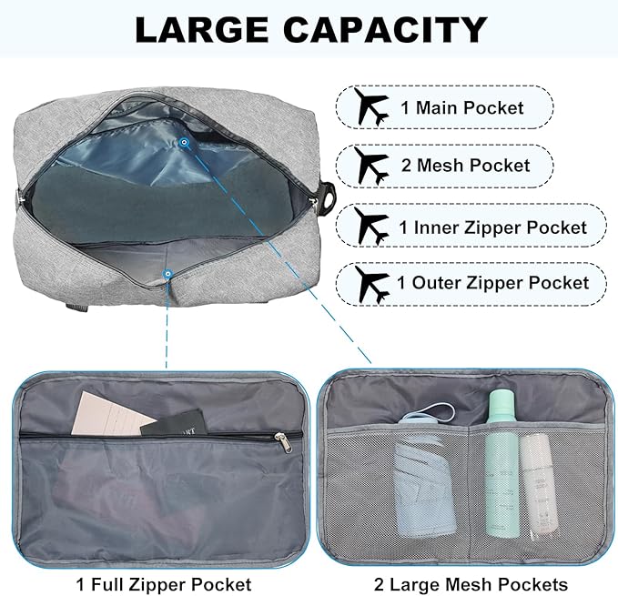 For Spirit Airlines Personal Item Bag 18x14x8 in Underseat Carry-on Luggage foldable Travel Duffle Bag for Airplanes(30L, Dark Grey)