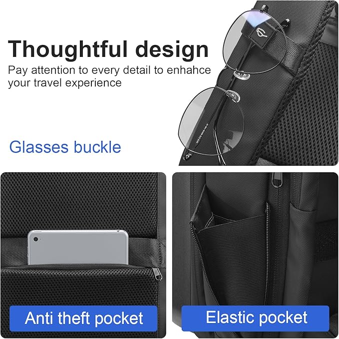 SOKOK Carry On Travel Backpack Waterproof Business Backpack with Laptop Compartment, Hardshell Computer Backpack for Men and Women, Graphite