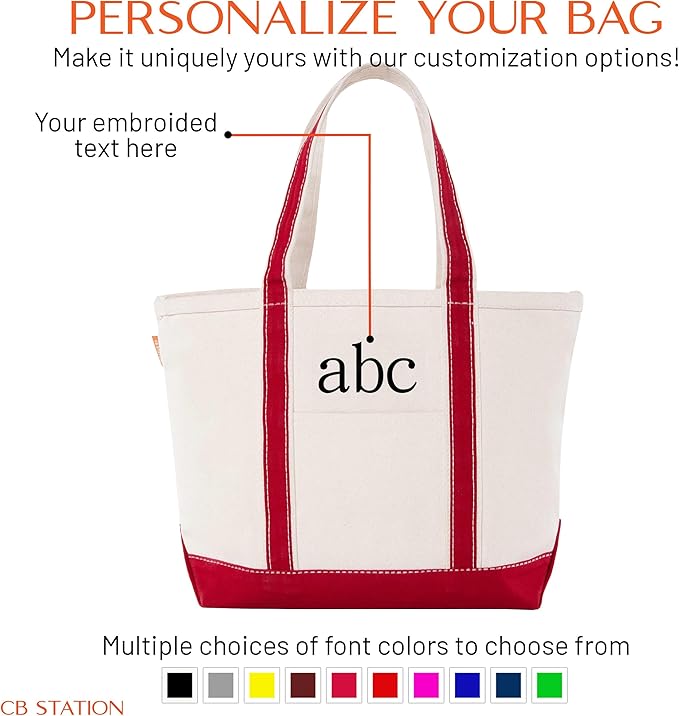 CB STATION Medium Classic Canvas Tote Bag for Women, Top Zipper Closure, Outer Pocket, Daily Essentials, Groceries, Traveling