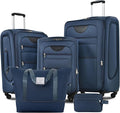 Merax Softside Luggage Set Softshell Lightweight 3 Piece Spinner Suitcase with Duffel Bag Expandable Upright Travel Luggage 22" 26" 30",Deep Blue